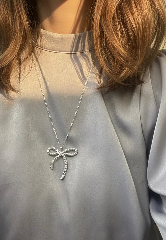 大粒リボンシルバーネックレス【選べるギフト】 | 2枚目