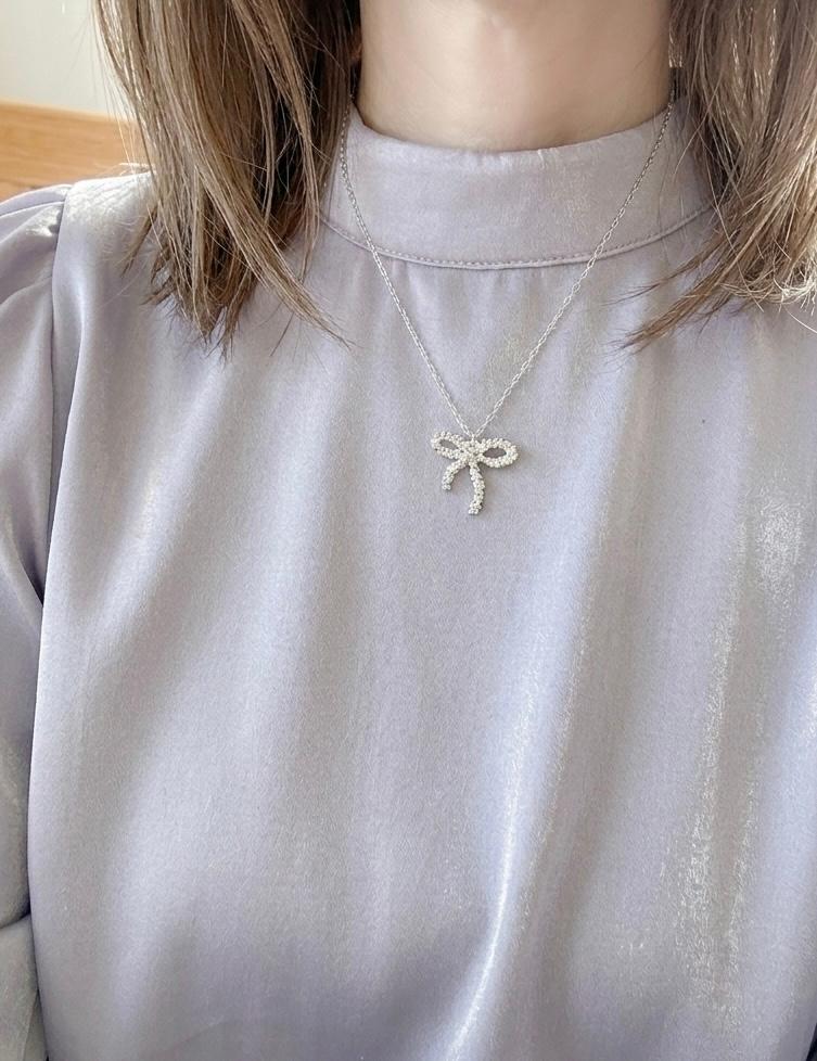 プチリボンシルバーネックレス【選べるギフト】 | 2枚目