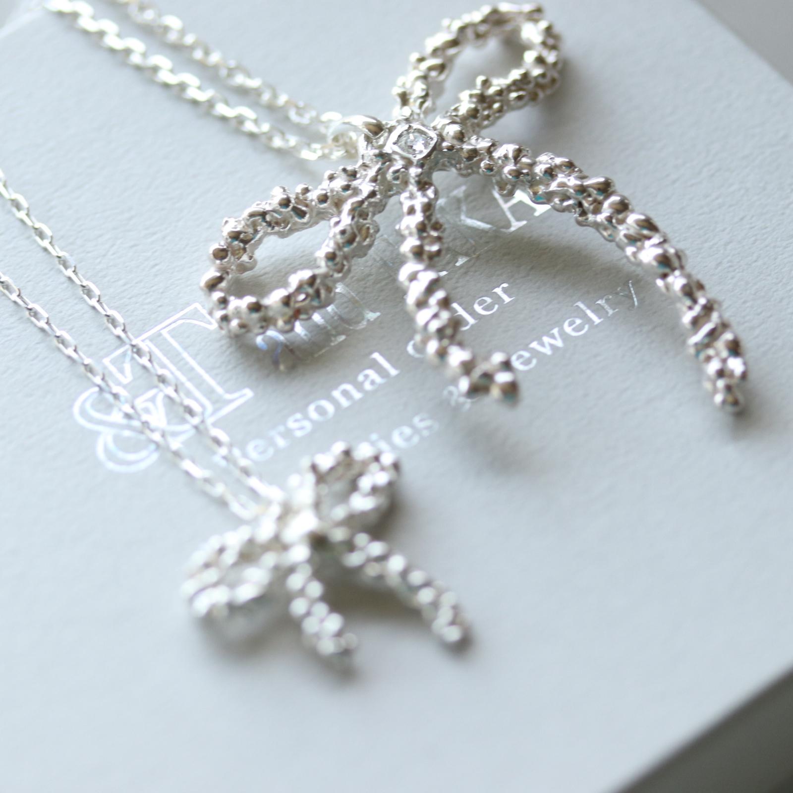 プチリボンシルバーネックレス【選べるギフト】 | 5枚目