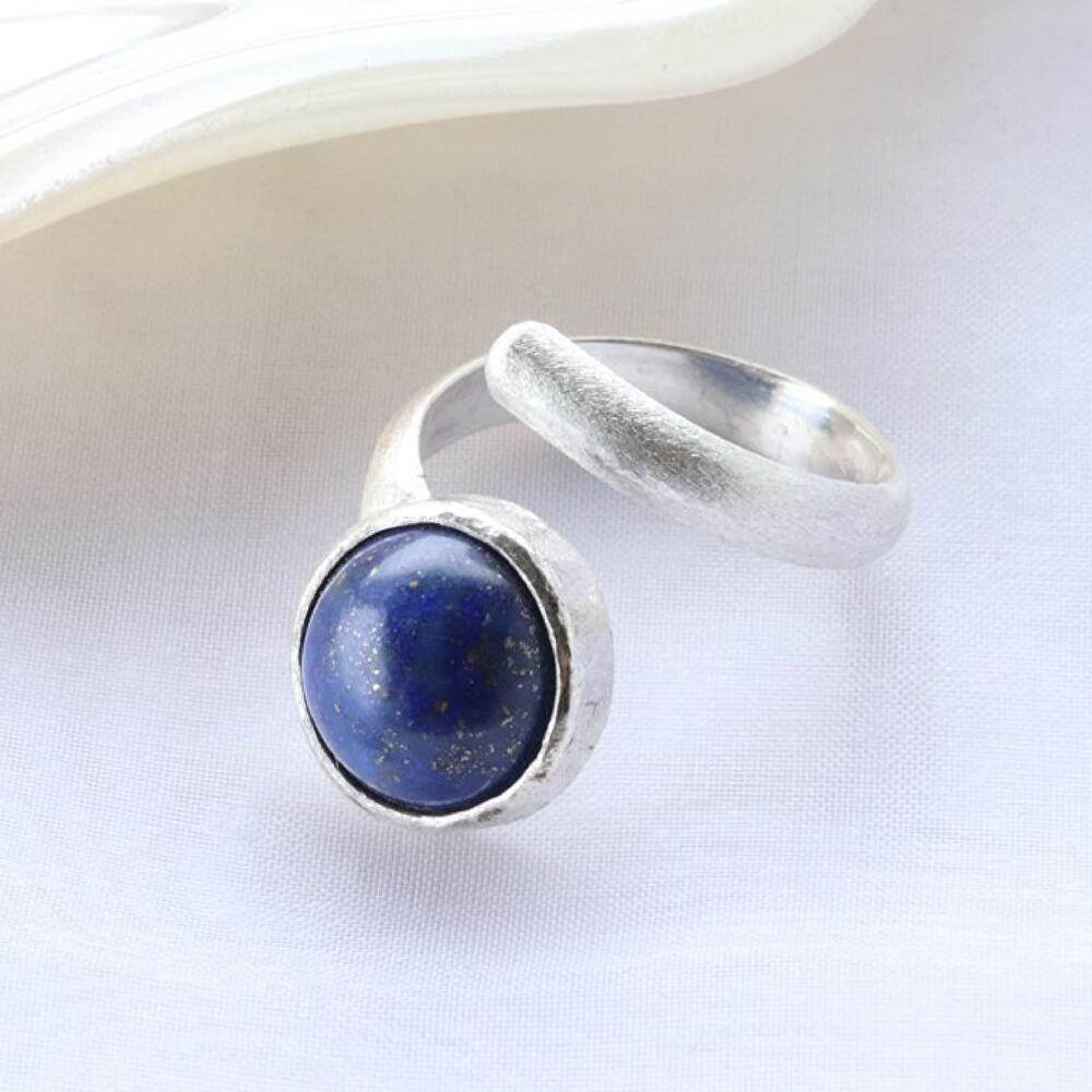 ラピスラズリ天然石スクリューオープンリング1枚目の画像