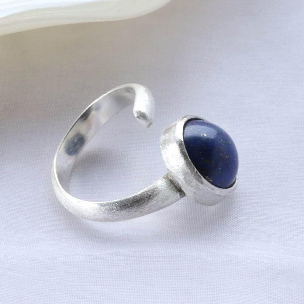 ラピスラズリ天然石スクリューオープンリング | 2枚目