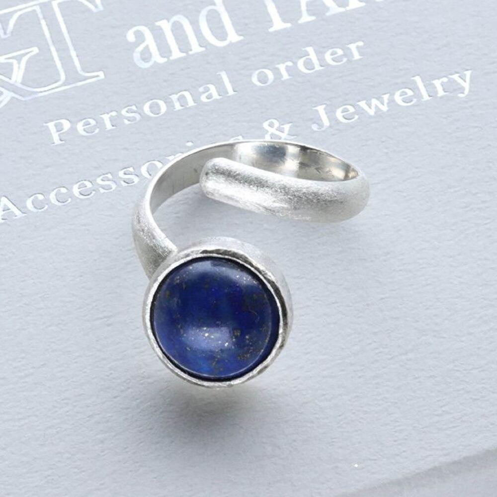 ラピスラズリ天然石スクリューオープンリング | 3枚目