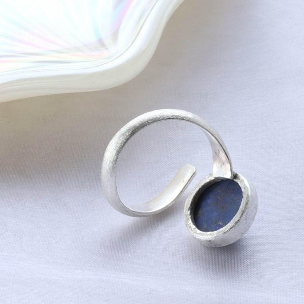 ラピスラズリ天然石スクリューオープンリング | 4枚目