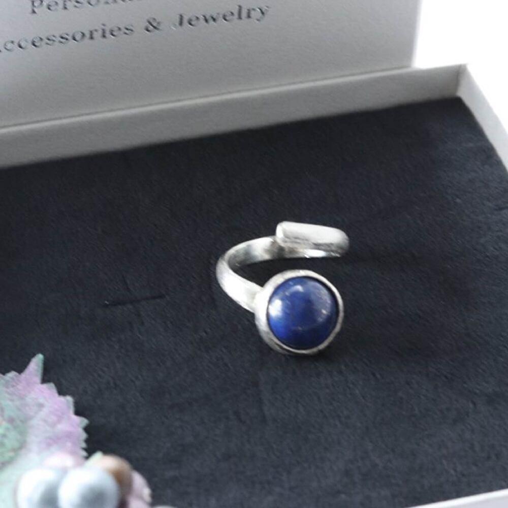 ラピスラズリ天然石スクリューオープンリング | 5枚目