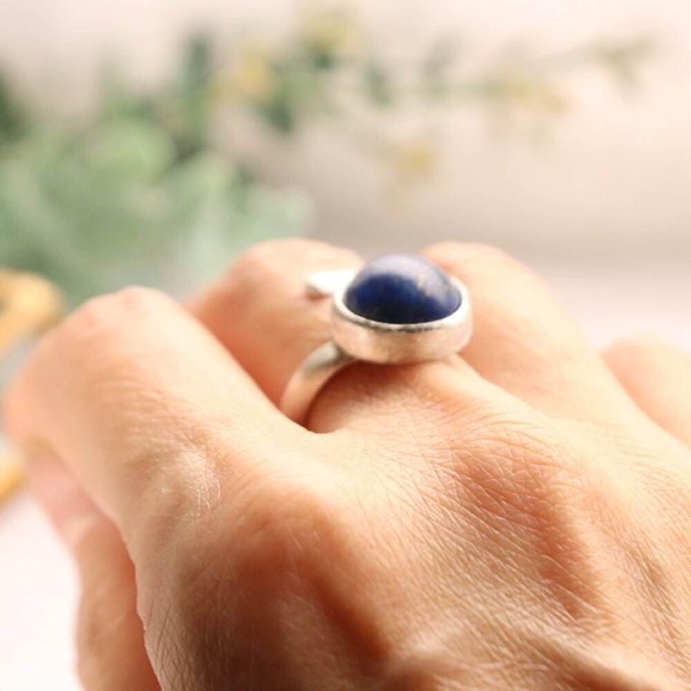 ラピスラズリ天然石スクリューオープンリング | 6枚目