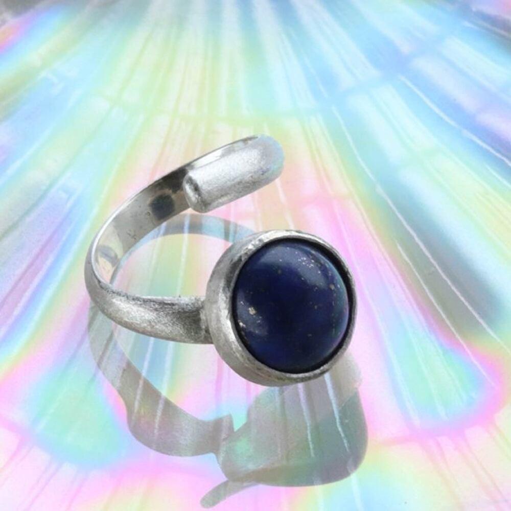 ラピスラズリ天然石スクリューオープンリング | 8枚目