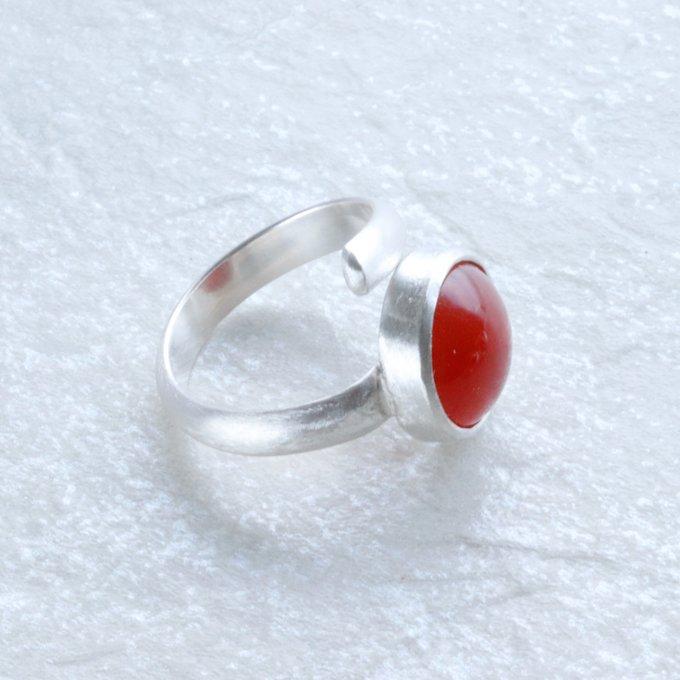 カーネリアン天然石スクリューオープンリング | 2枚目