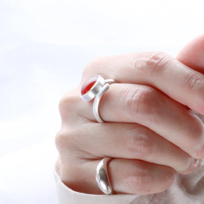 カーネリアン天然石スクリューオープンリング | 5枚目