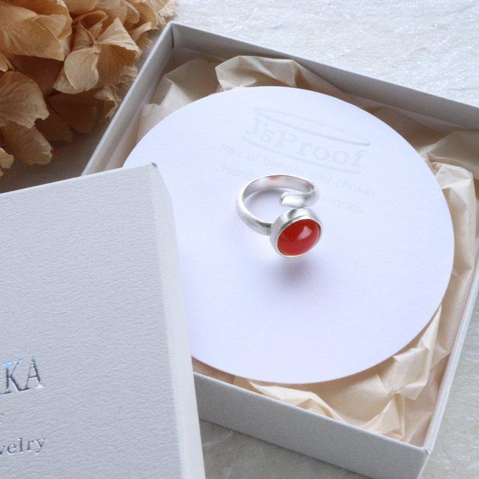 カーネリアン天然石スクリューオープンリング | 6枚目