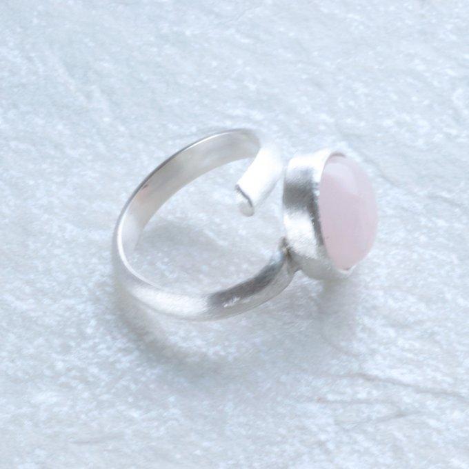 ローズクオーツ天然石スクリューオープンリング | 2枚目