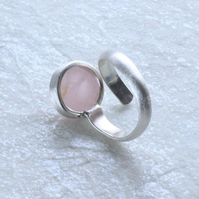 ローズクオーツ天然石スクリューオープンリング | 3枚目