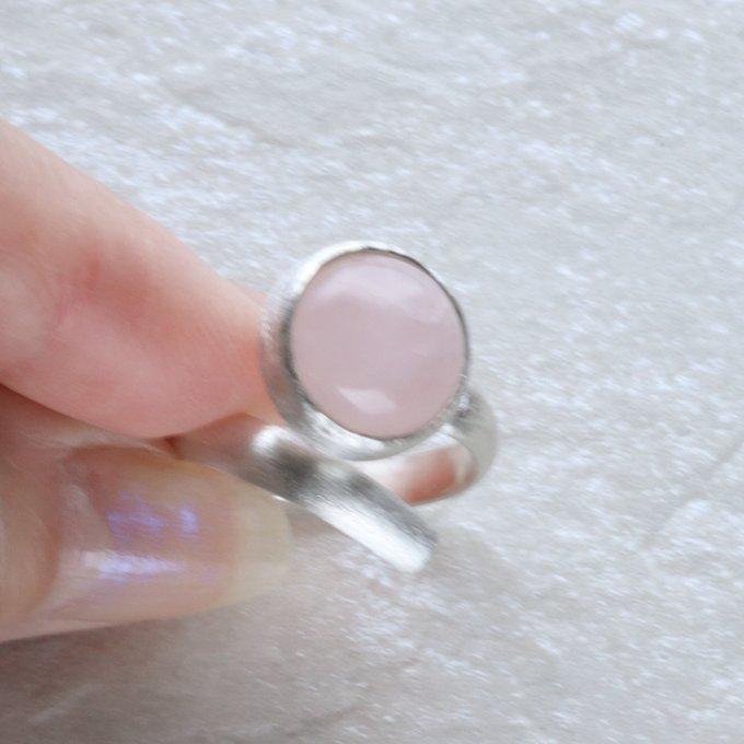 ローズクオーツ天然石スクリューオープンリング | 4枚目