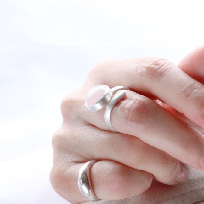 ローズクオーツ天然石スクリューオープンリング | 5枚目