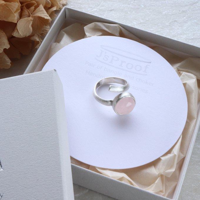 ローズクオーツ天然石スクリューオープンリング | 6枚目
