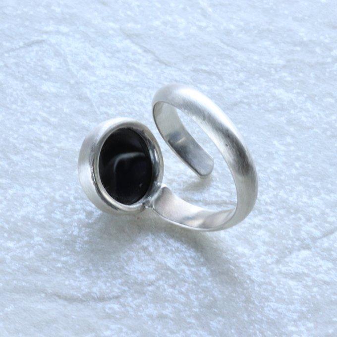 ブラックオニキス天然石スクリューオープンリング | 4枚目