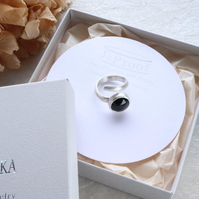 ブラックオニキス天然石スクリューオープンリング | 7枚目