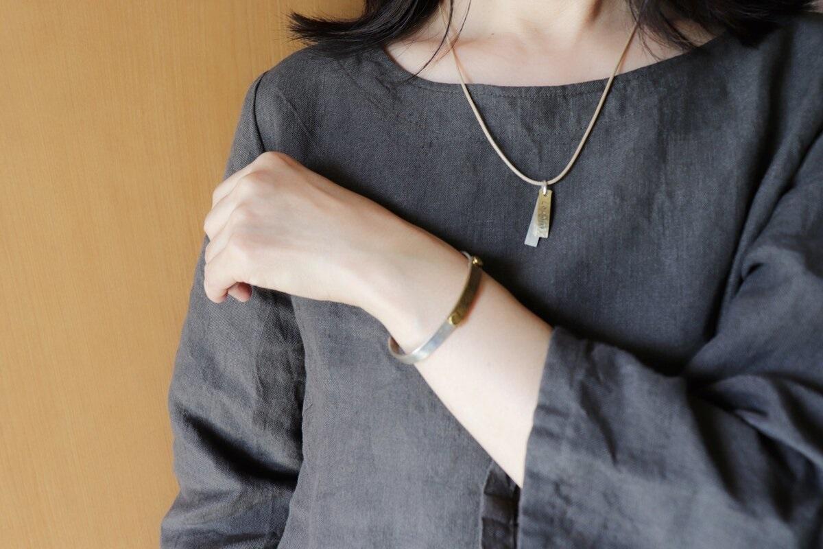 バーネックレス単品ゴールドバイカラー刻印（6ｍｍ幅） | 4枚目